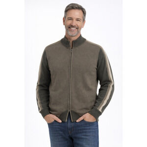 Joe Boxer Men Zip Up Sweater L Olive Green Mock Neck Casual Grandpacore Gorpcore